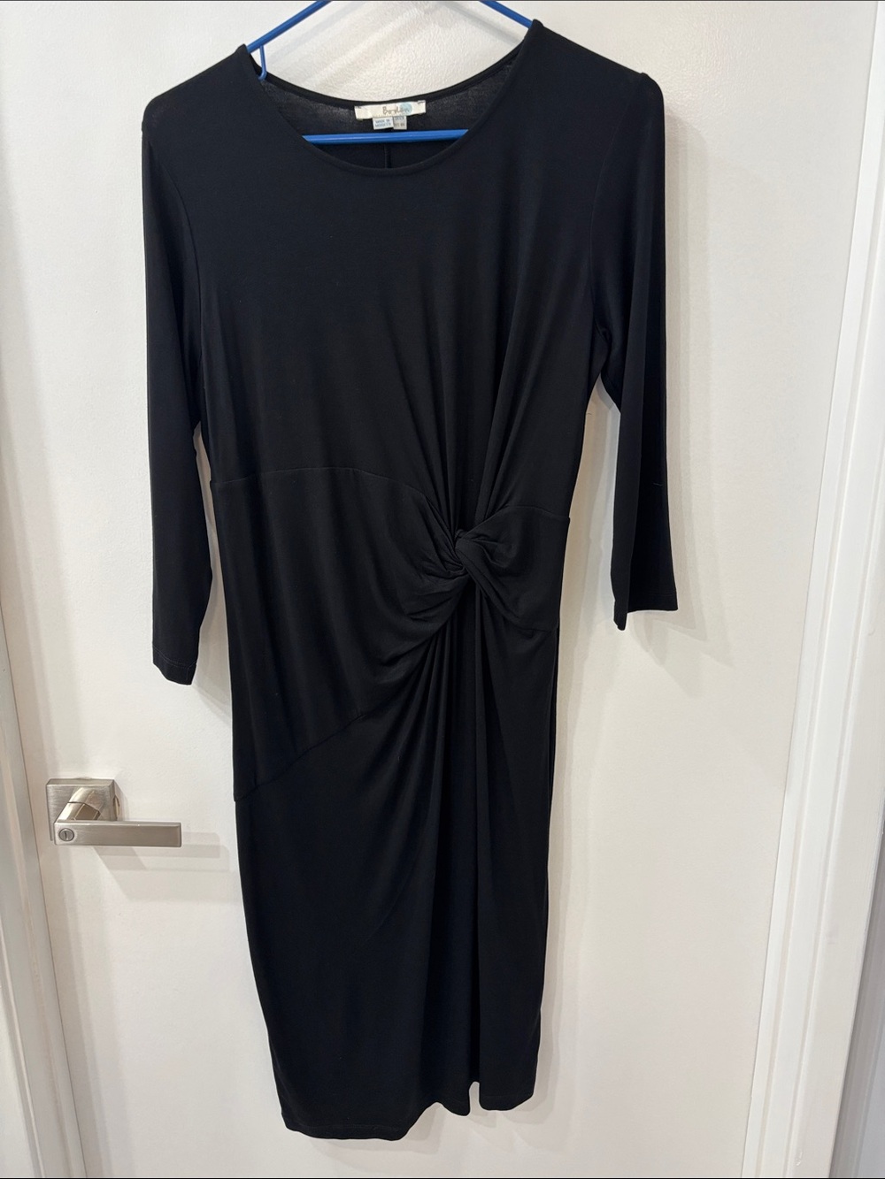 Boden Black Long-Sleeve Twist-Knot Midi Dress Size 8